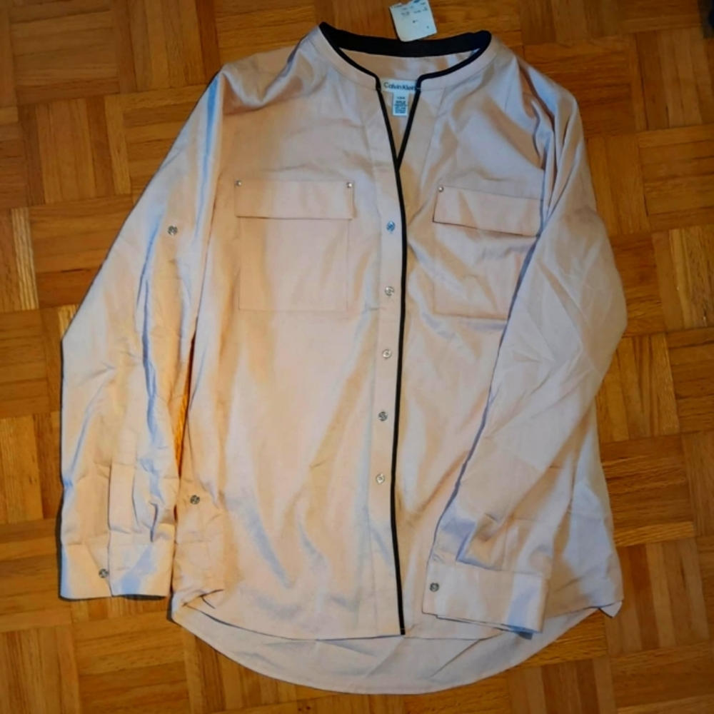 Calvin Klein Salmon Colored Women's Bottom Up Blouse with Tag